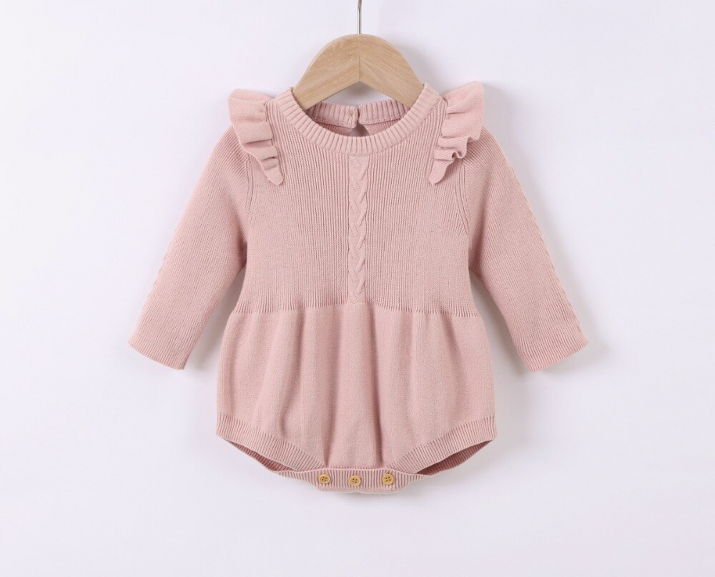 Isla Knitted Romper - Baby pink