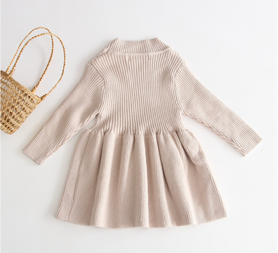 Hallie Ribbed Knit Dress - Beige