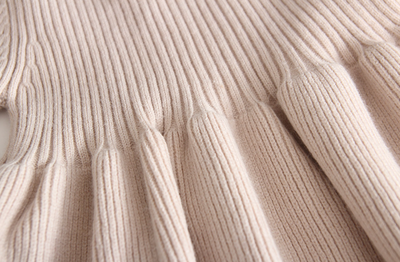 Hallie Ribbed Knit Dress - Beige