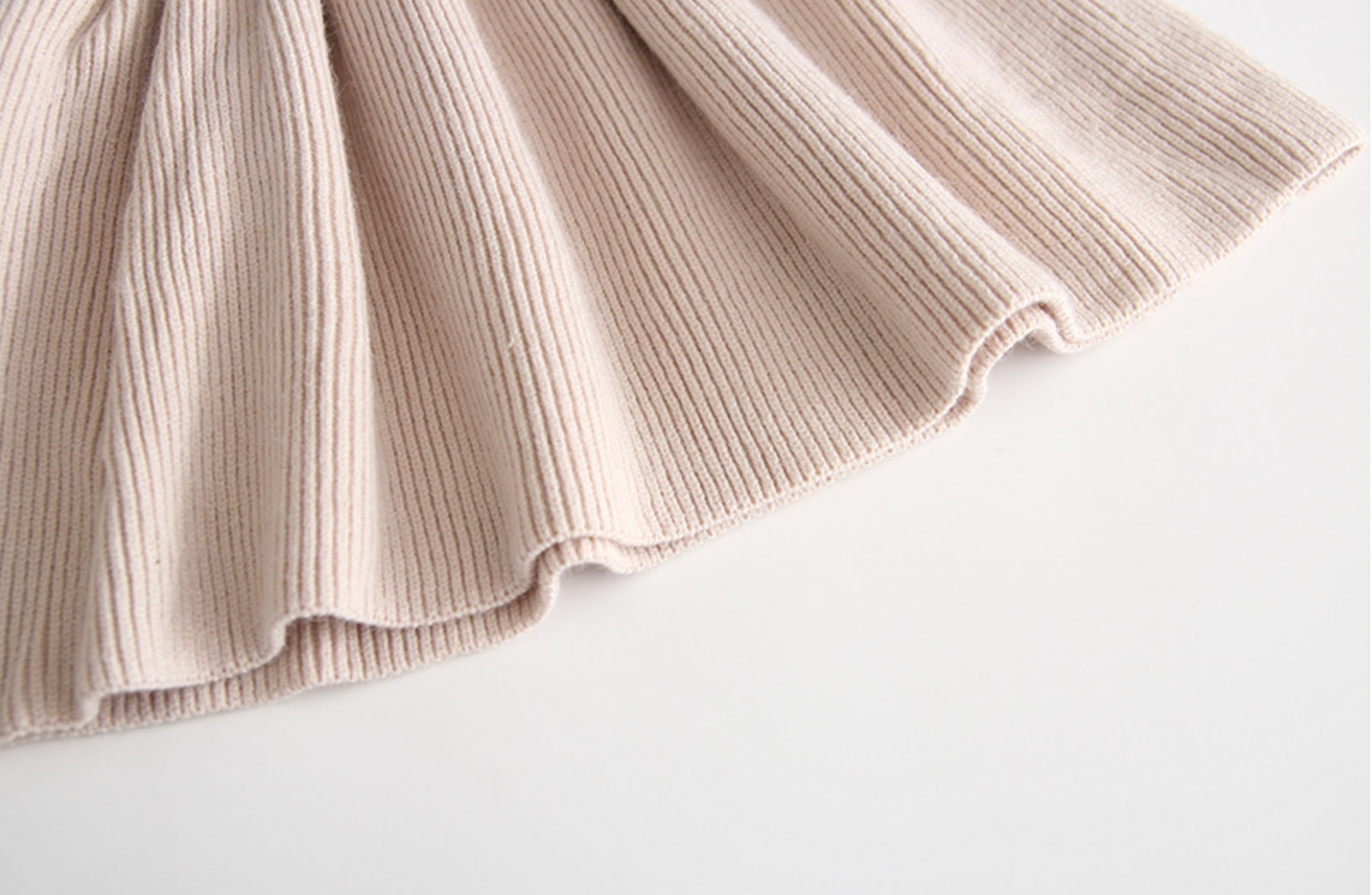 Hallie Ribbed Knit Dress - Beige