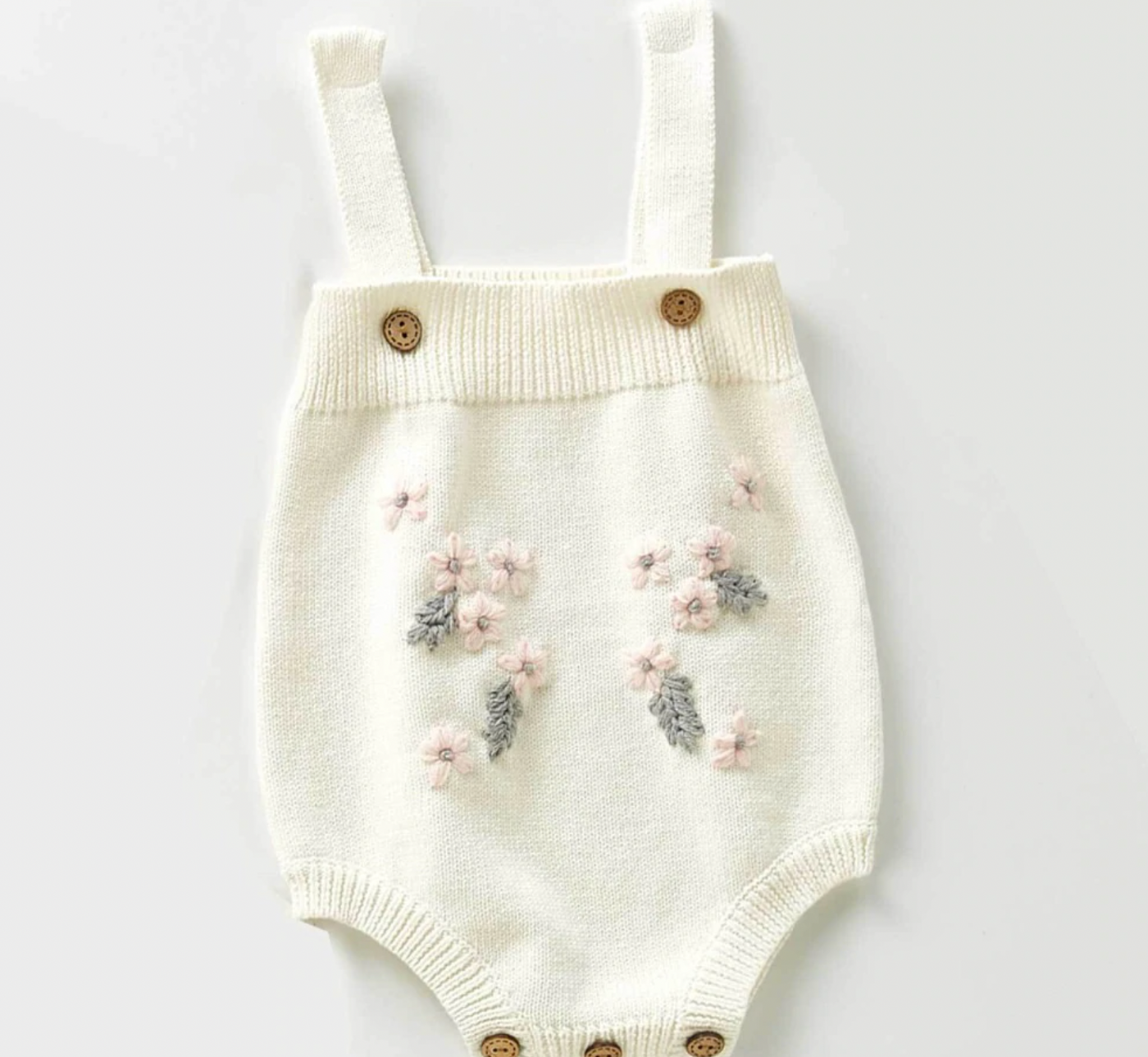 Knitted Flower Cardigan Co-ord - Cream