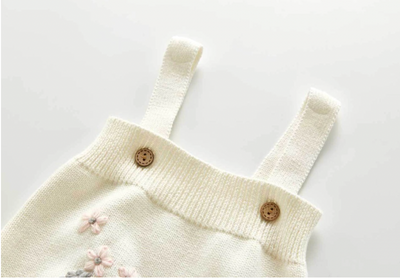 Knitted Flower Cardigan Co-ord - Cream